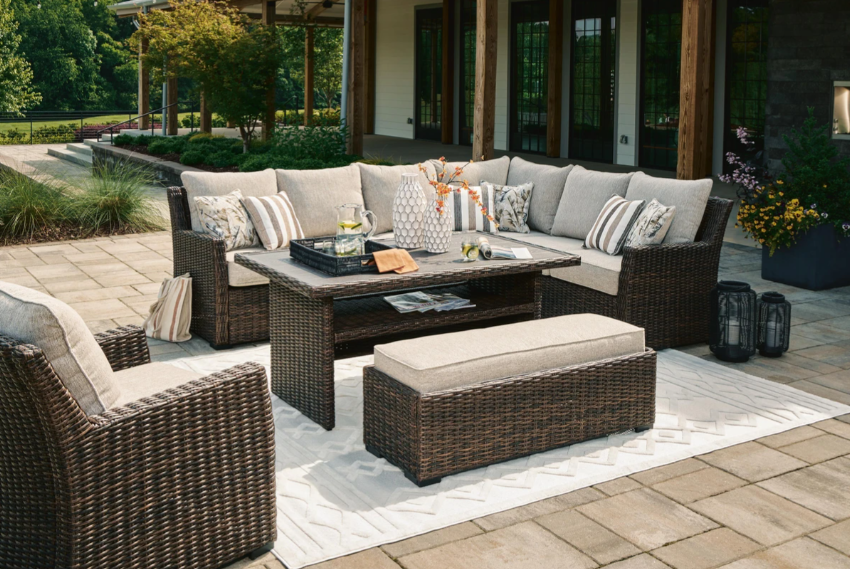 Brook Ranch Outdoor Sectional Set with Lounge Chair and Coffee Table
